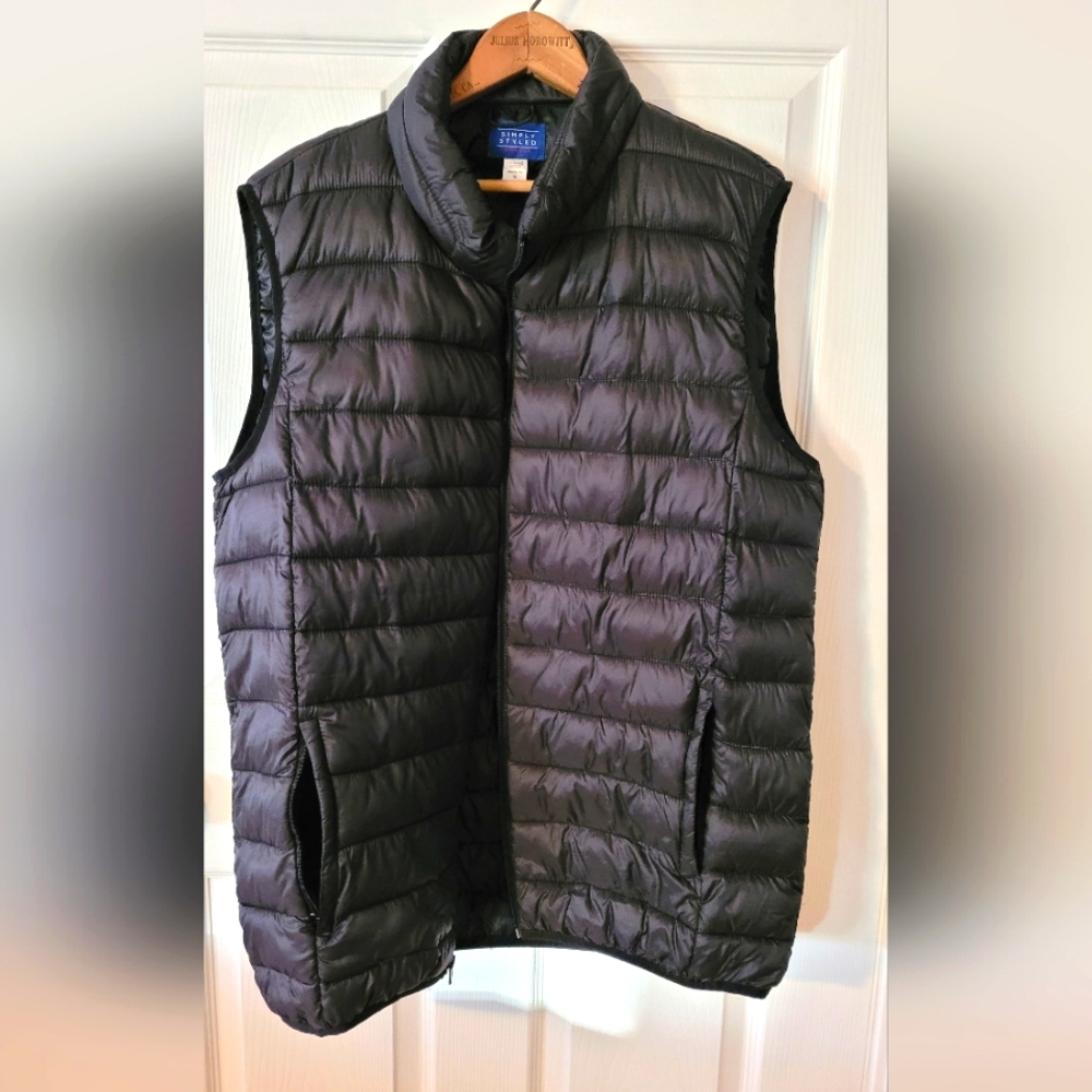 Simply Styled Men's Sleeveless Puffer Vest Black Sixe XL